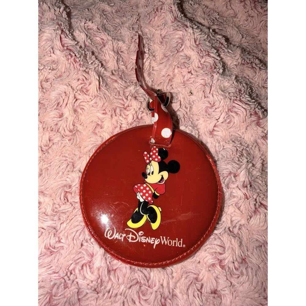 Minnie Mouse Luggage Tag Walt Disney World Travel Red Circle Adjust